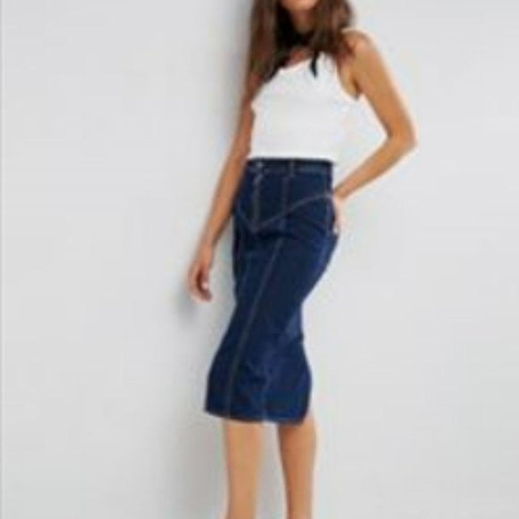 ASOS Dresses & Skirts - AVBL ASOS High Waist Denim Skinny Pencil Skirt - XS